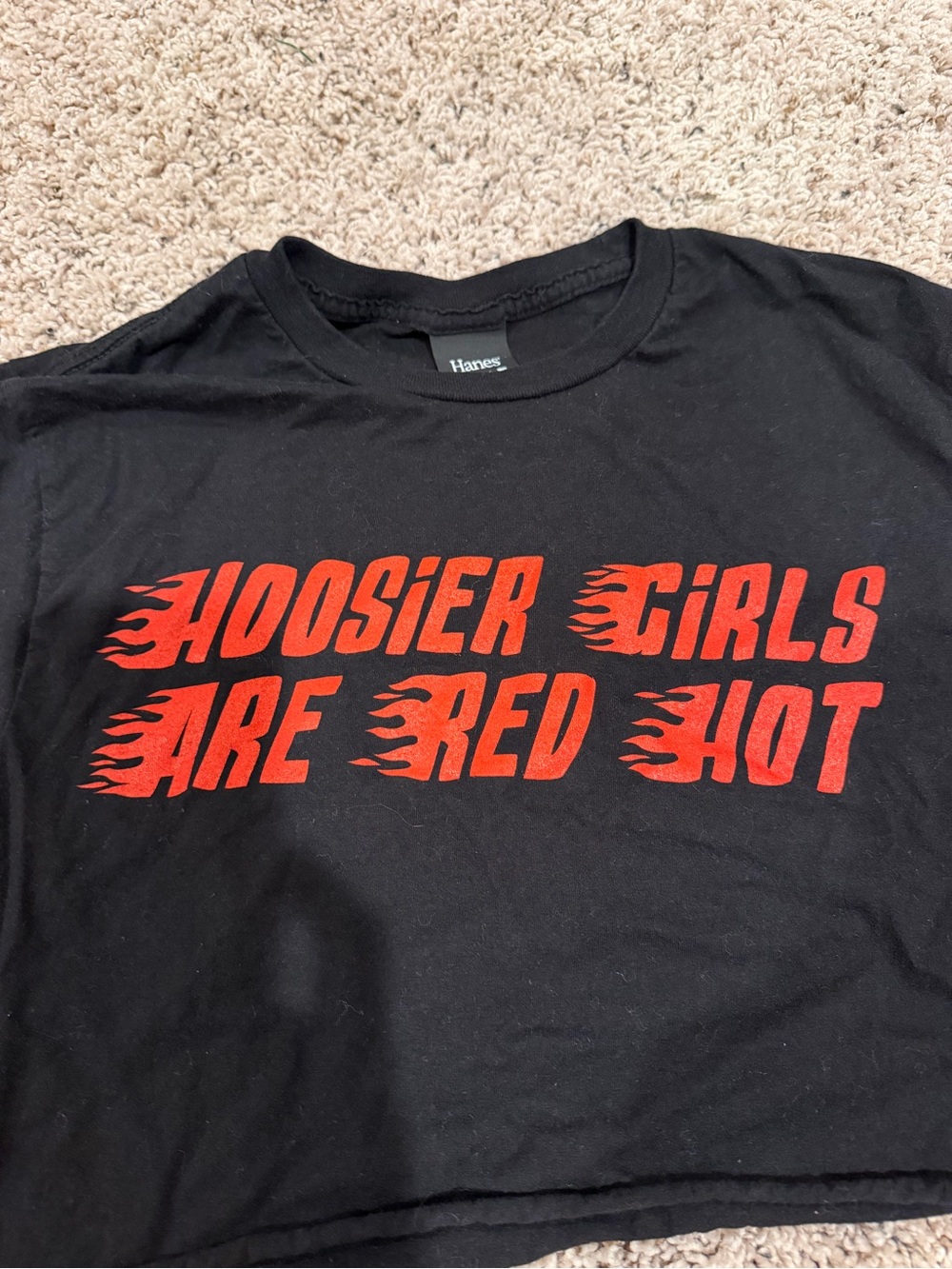 Hoosier Girls Are Red Hot Black Cropped Tee